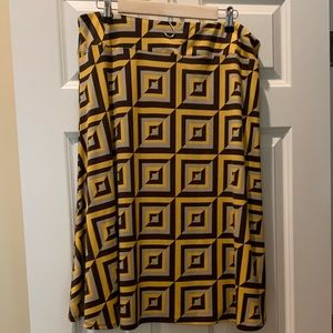 Cato Large Geometric A-Line Skirt Yellow Brown